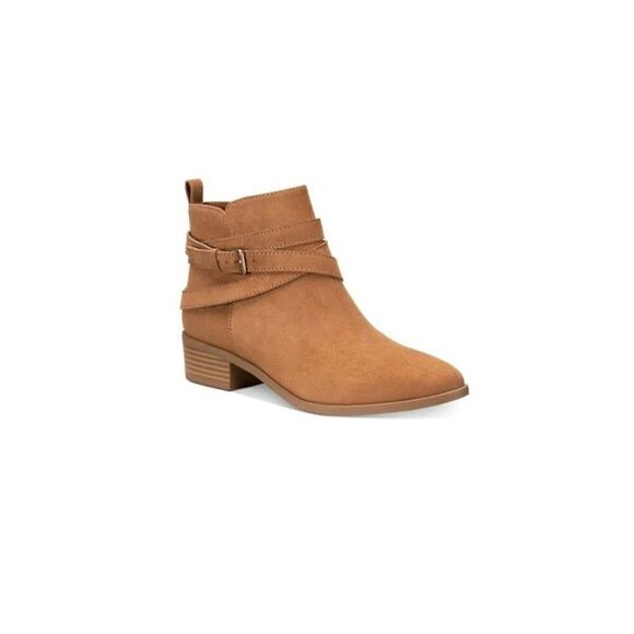 SUN STONE Womens Saandis Faux Suede Zip-Up Ankle Boots Tan 5 or 5.5 Medium - Picture 1 of 3